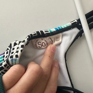 Blue and white printed bikini top. Brand So. size XS
